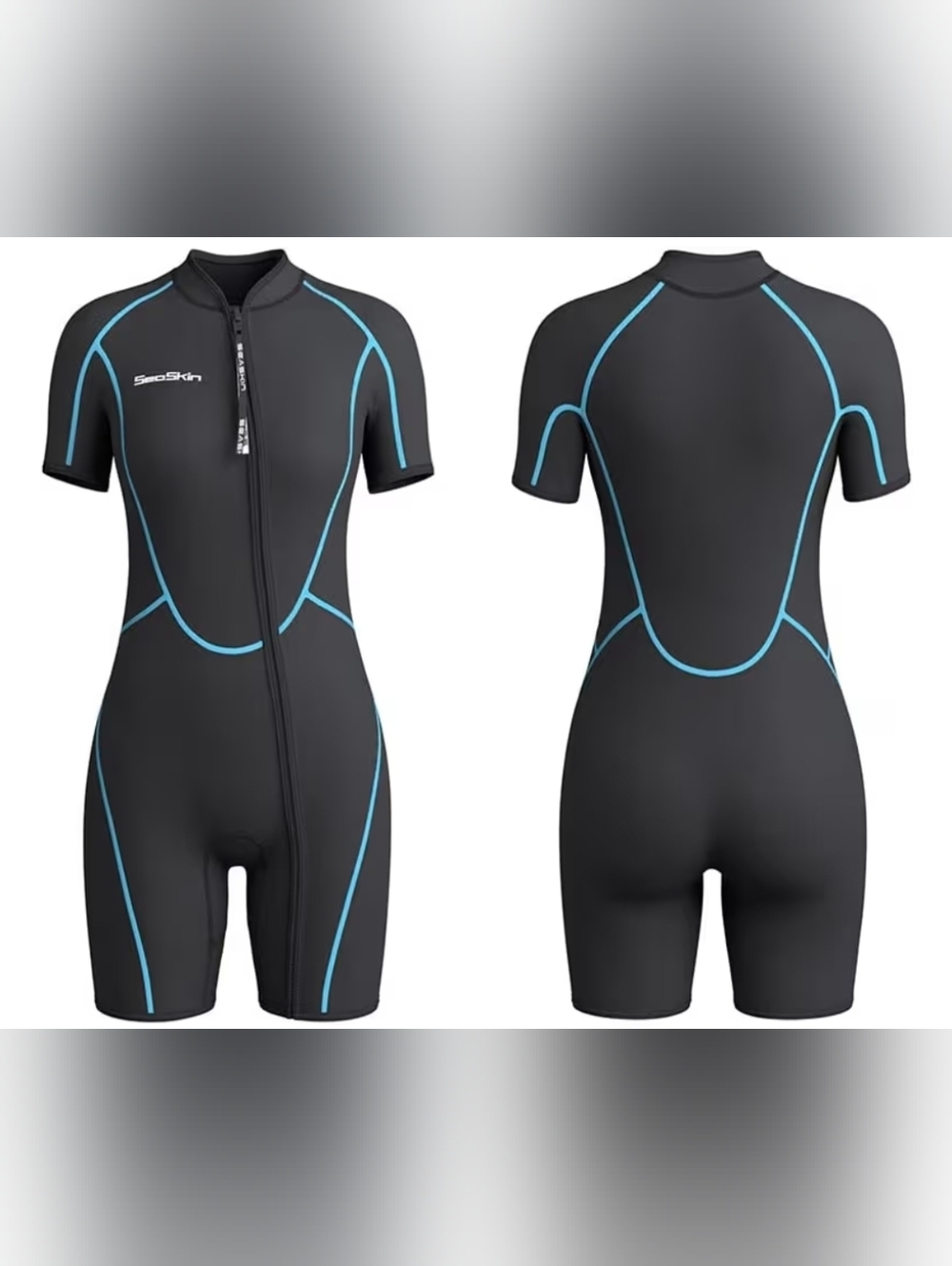 Seaskin 3mm Shorty Wetsuit Women Men Full Body Diving Suit Front Zip NWOT Med